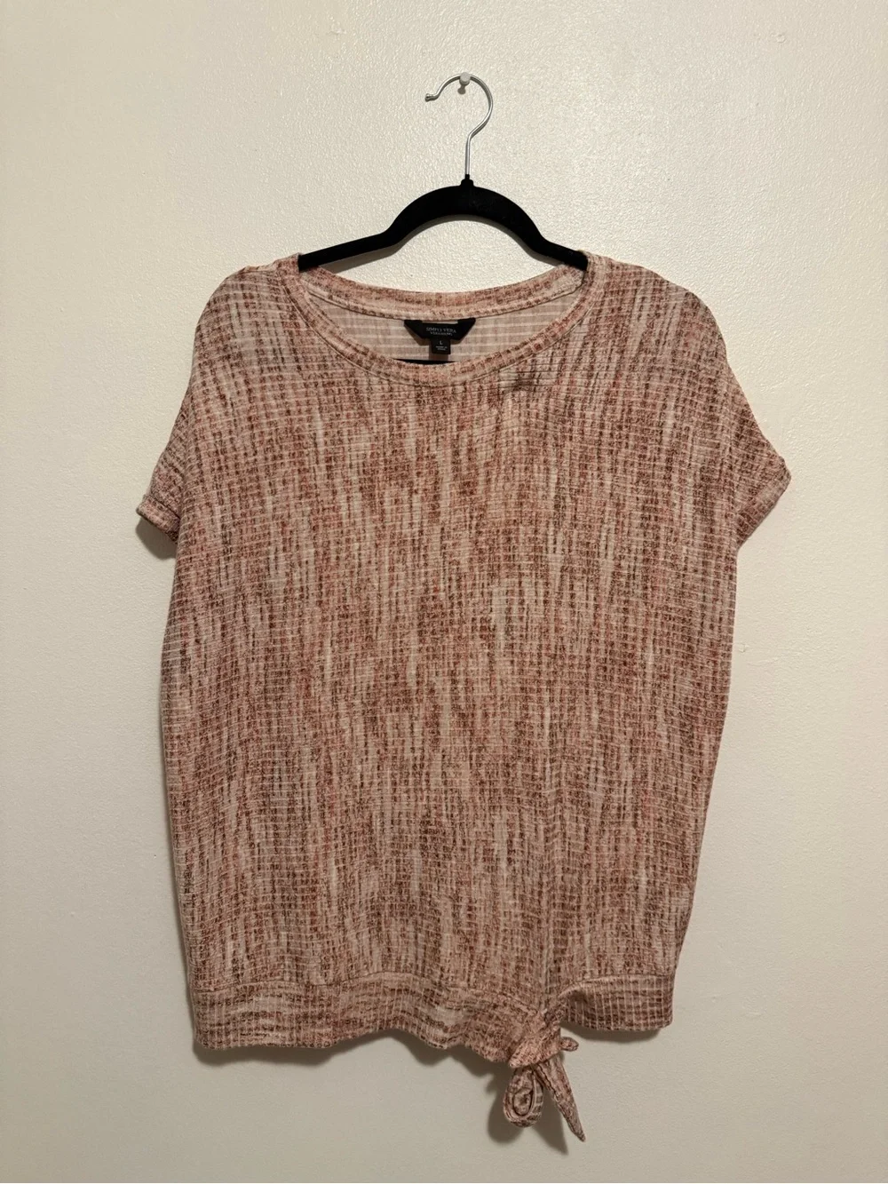 Simply Vera Vera Wang Short Sleeve Knit Top in Blush-Tan Heather